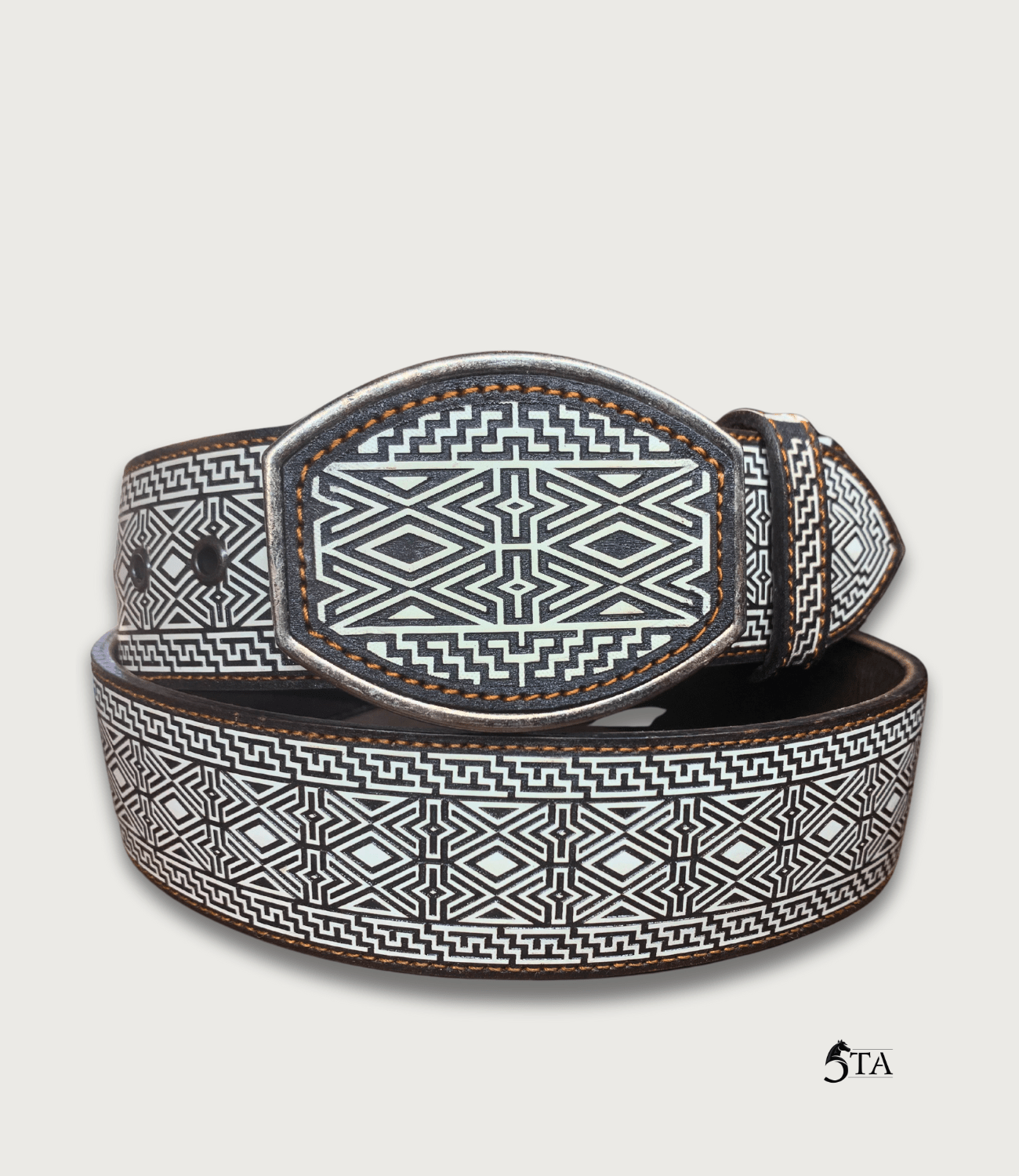 Cinto Láser Escalera y Rombo Hebilla de Acero