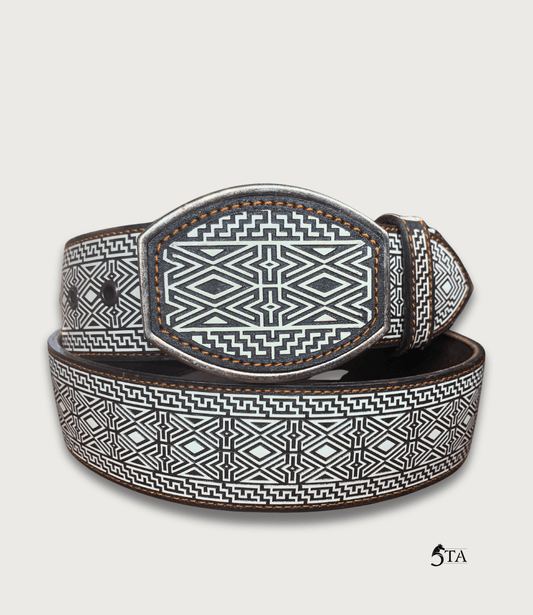 Cinto Láser Escalera y Rombo Hebilla de Acero