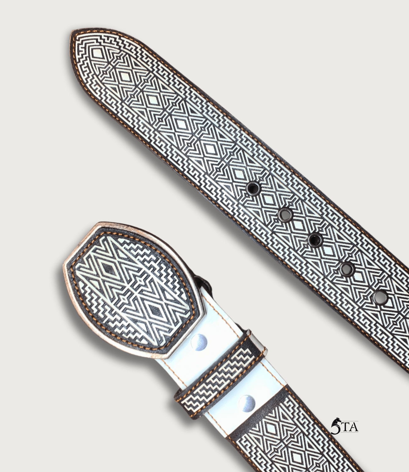 Cinto Láser Escalera y Rombo Hebilla de Acero