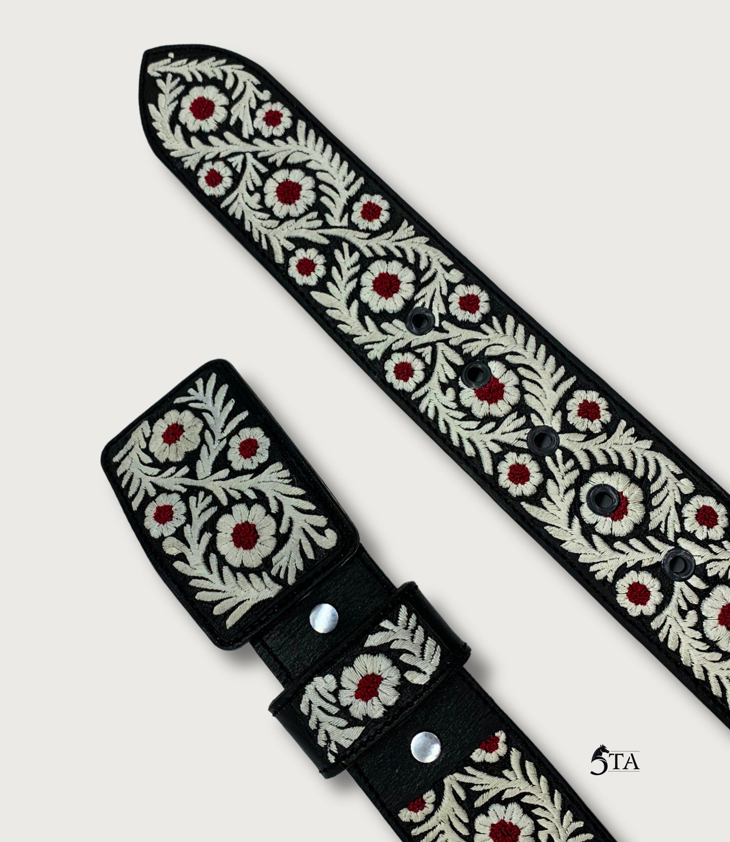 Cinto Piteado Fino Original Guía y Flores Rojas