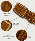 Cinto Piteado Original y Cincelado Suertes Charras