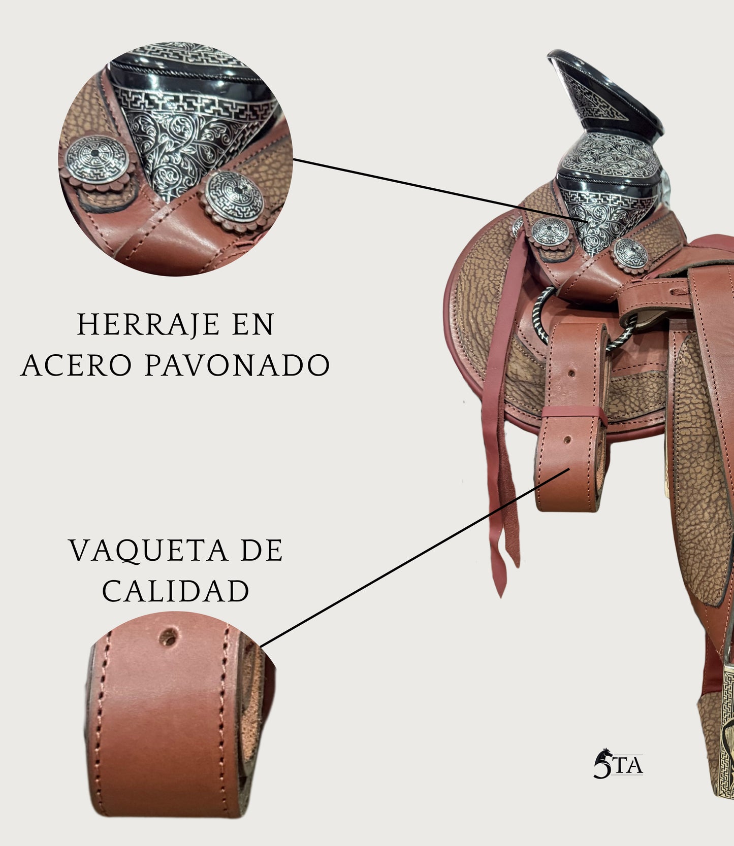 Montura Charra Piel Cuello de Toro y Fuste con Herraje