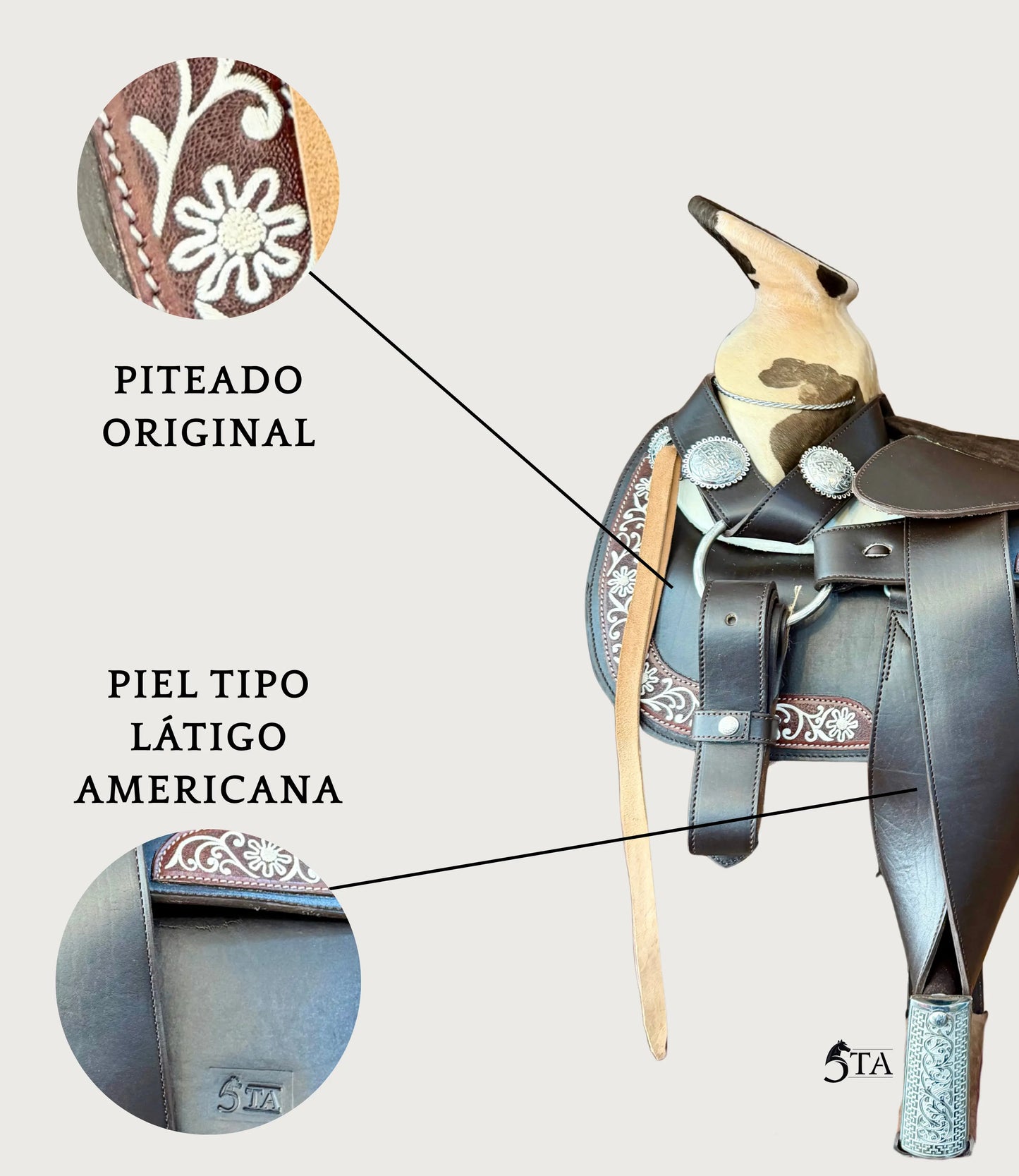 Montura Charra Piteado Original con Cantinas