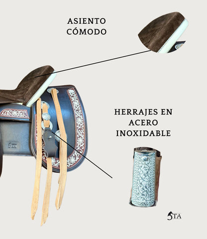 Montura Charra Piteado Original con Cantinas