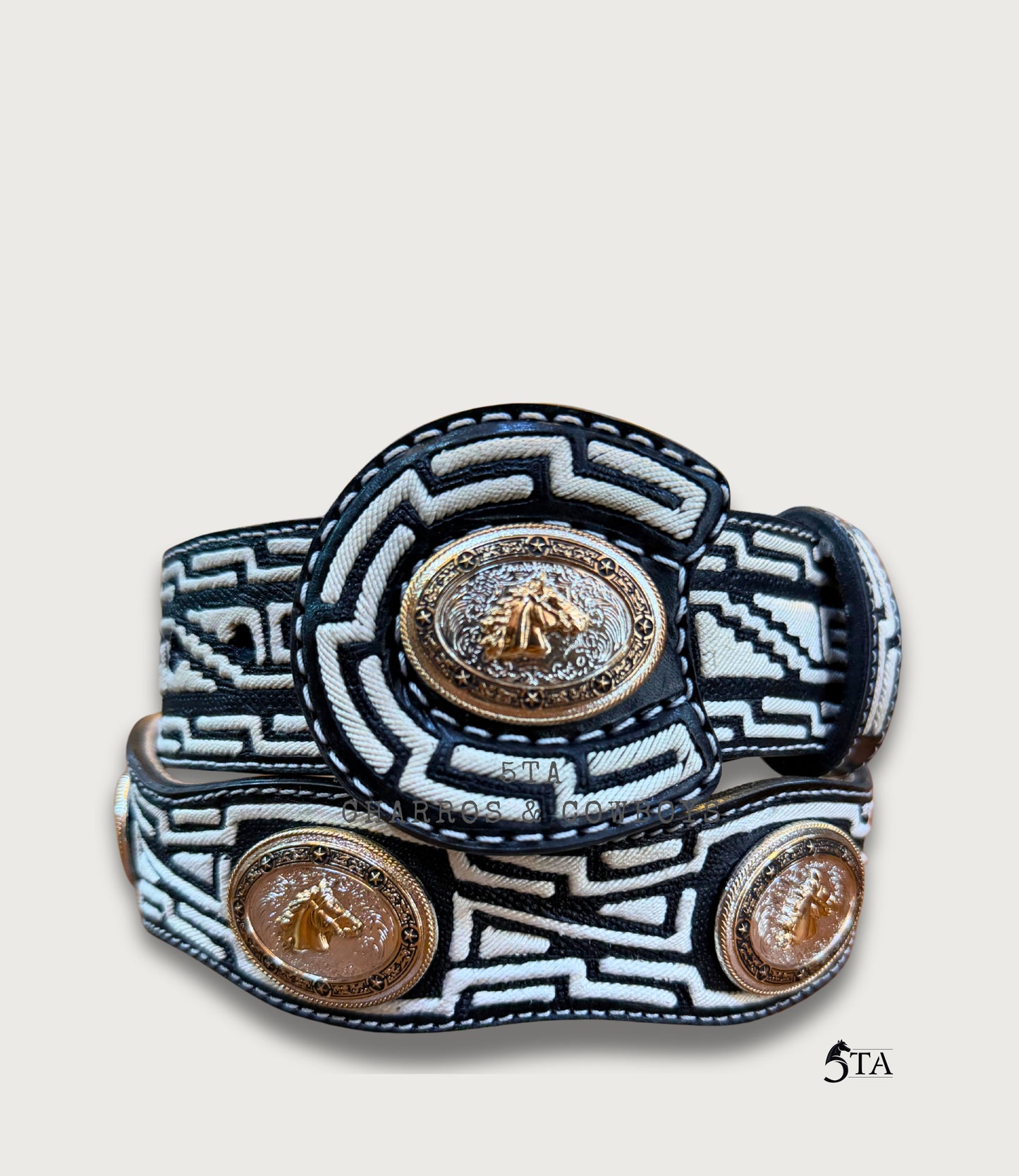 Cinto Piteado Original Media greca Azteca y Concho Metálico