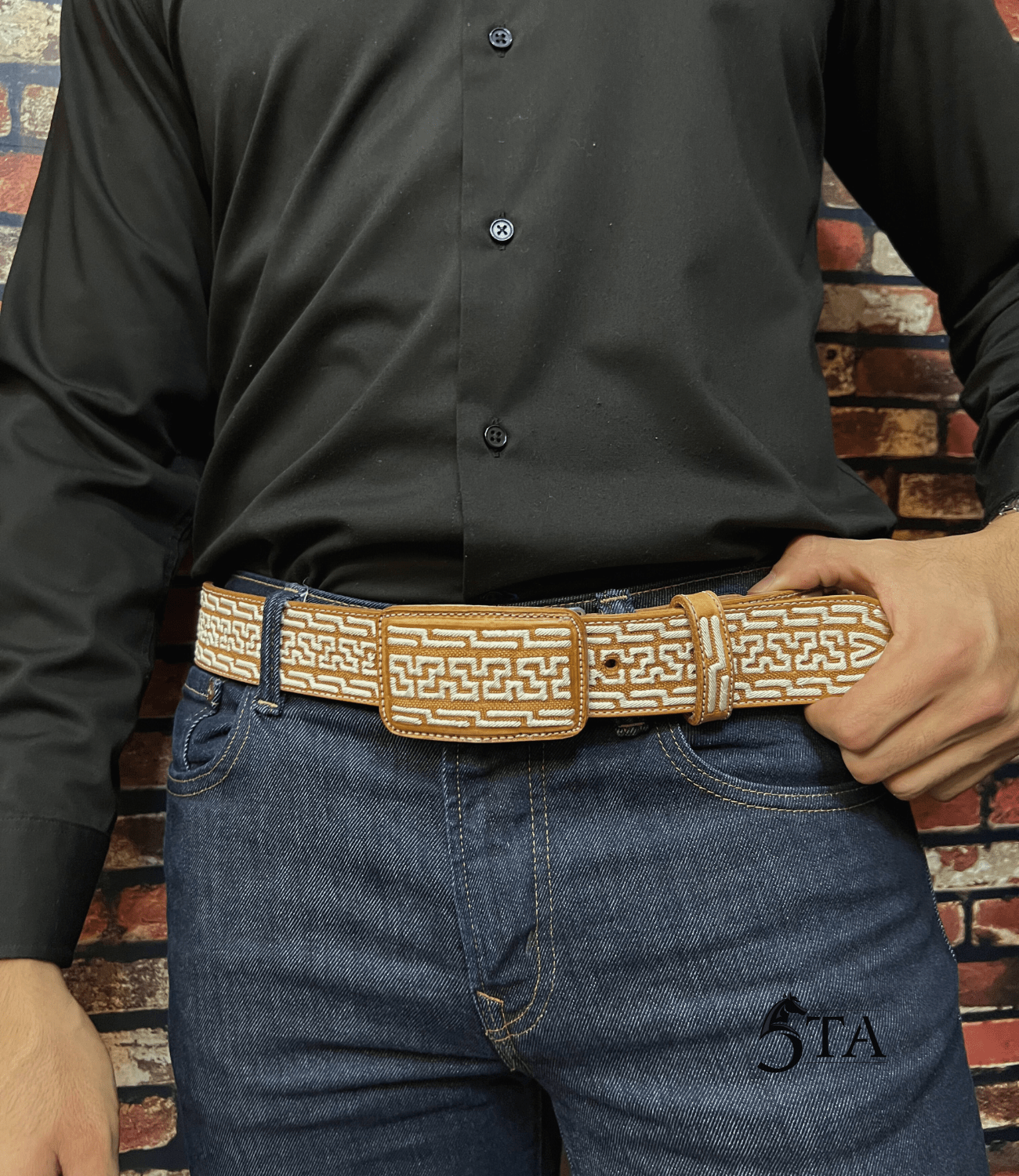 Cinto Piteado Original Media Greca y Dibujo "Y"