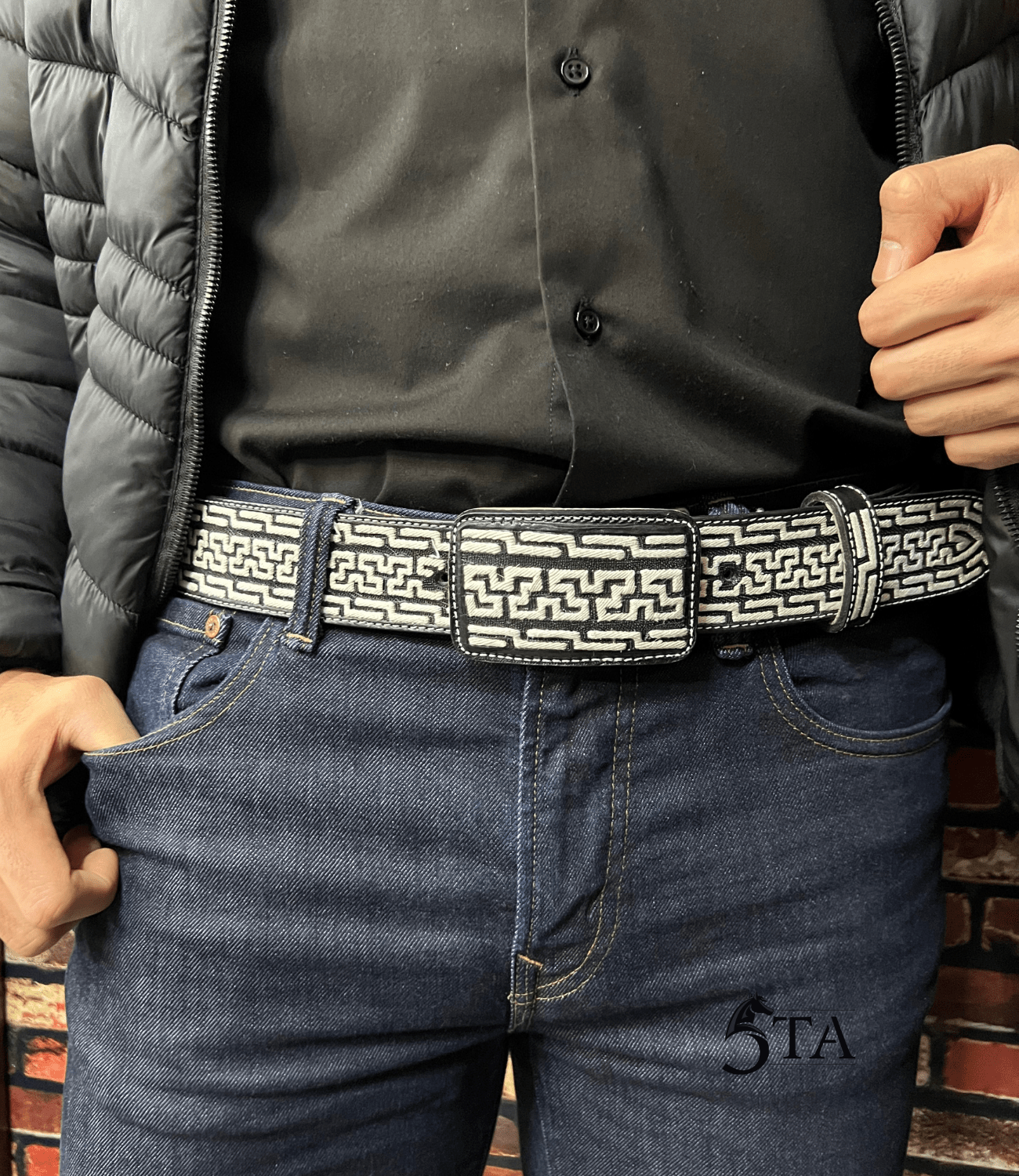 Cinto Piteado Original Media Greca y Dibujo "Y"