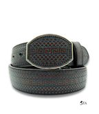 Cinto Láser Greca y Rombos con Hebilla de Acero