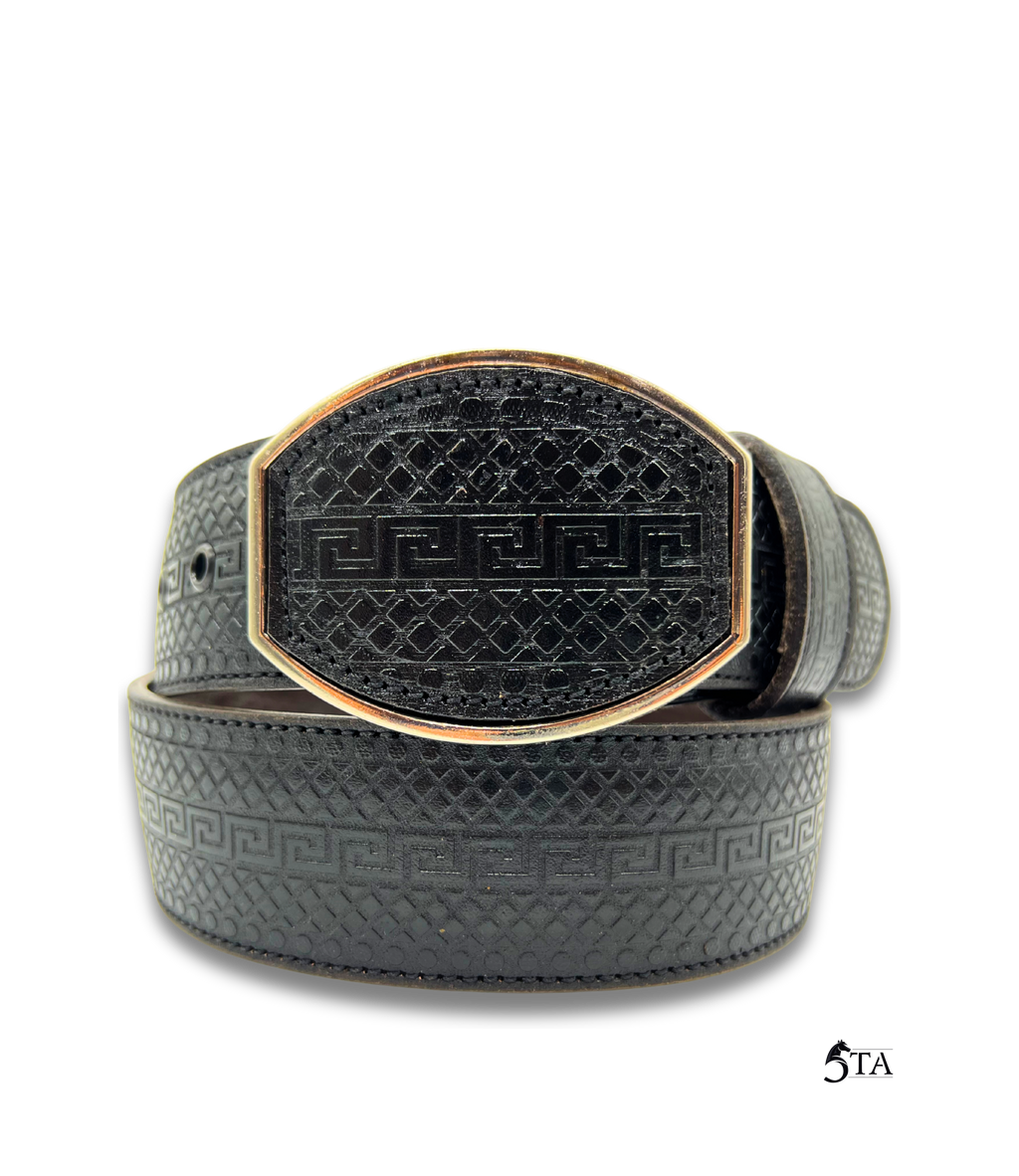 Cinto Láser Greca y Rombos con Hebilla de Acero