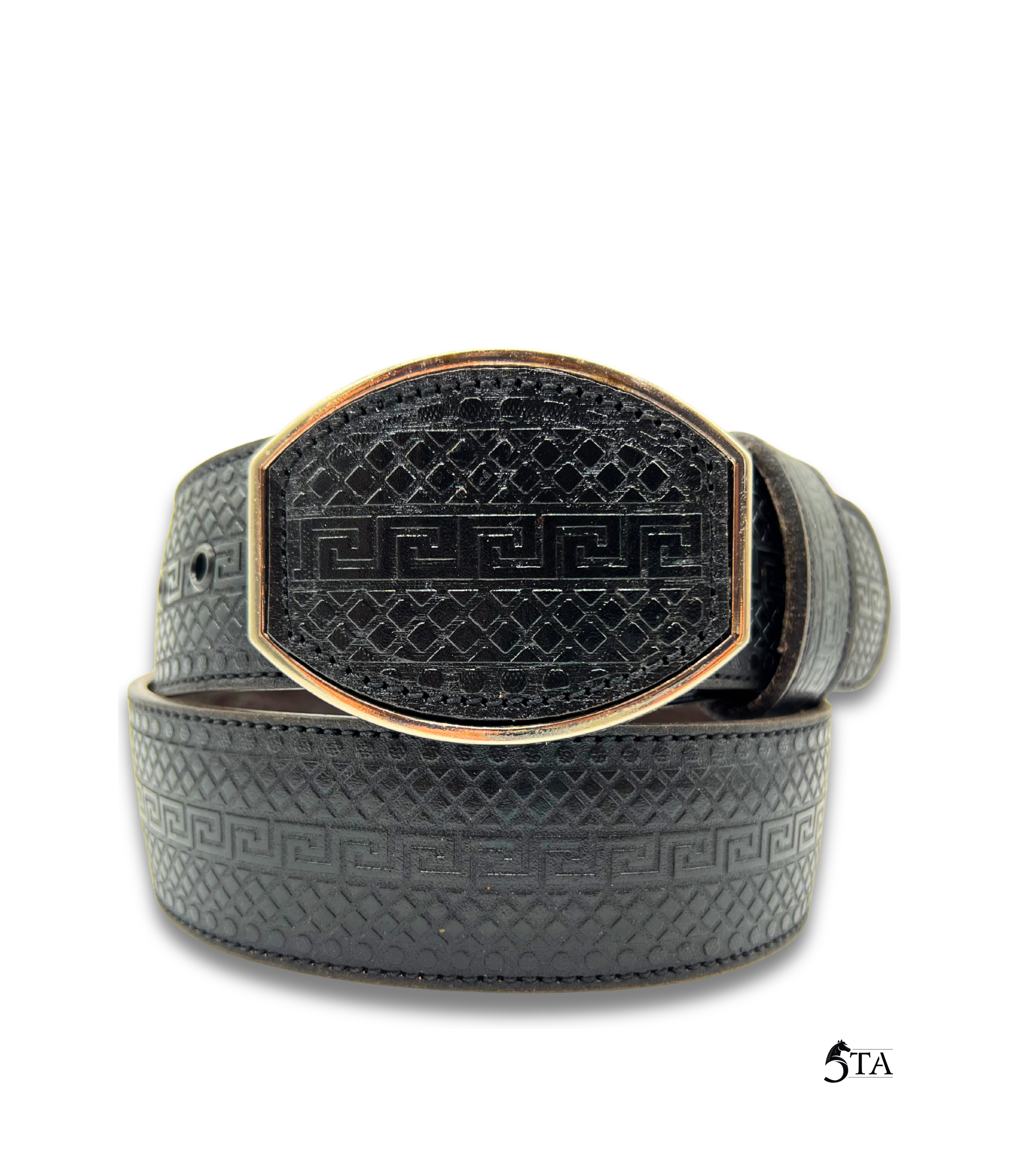 Cinto Láser Greca y Rombos con Hebilla de Acero