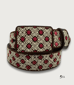 Cinto Piteado Fino Original Corazones y Flores Rojas