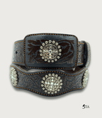 Cinto Láser y Concho Metálico Brillante