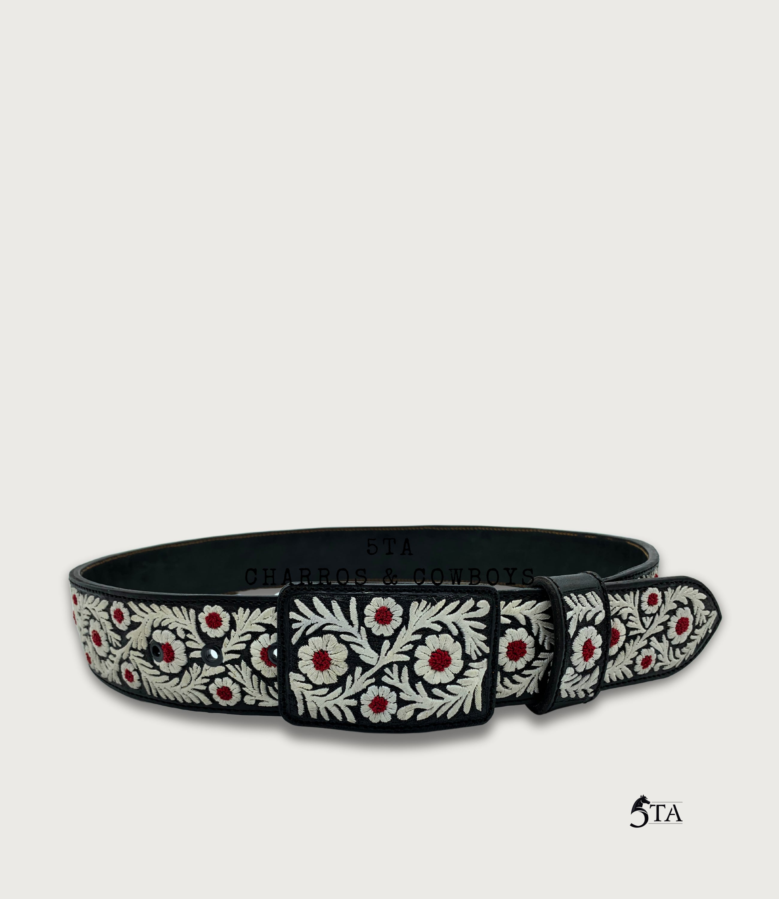 Cinto Piteado Fino Original Guía y Flores Rojas