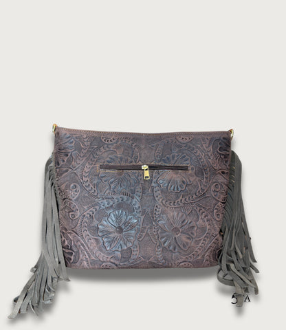 Bolso Barrilera con Pelo y Piel Troquelada