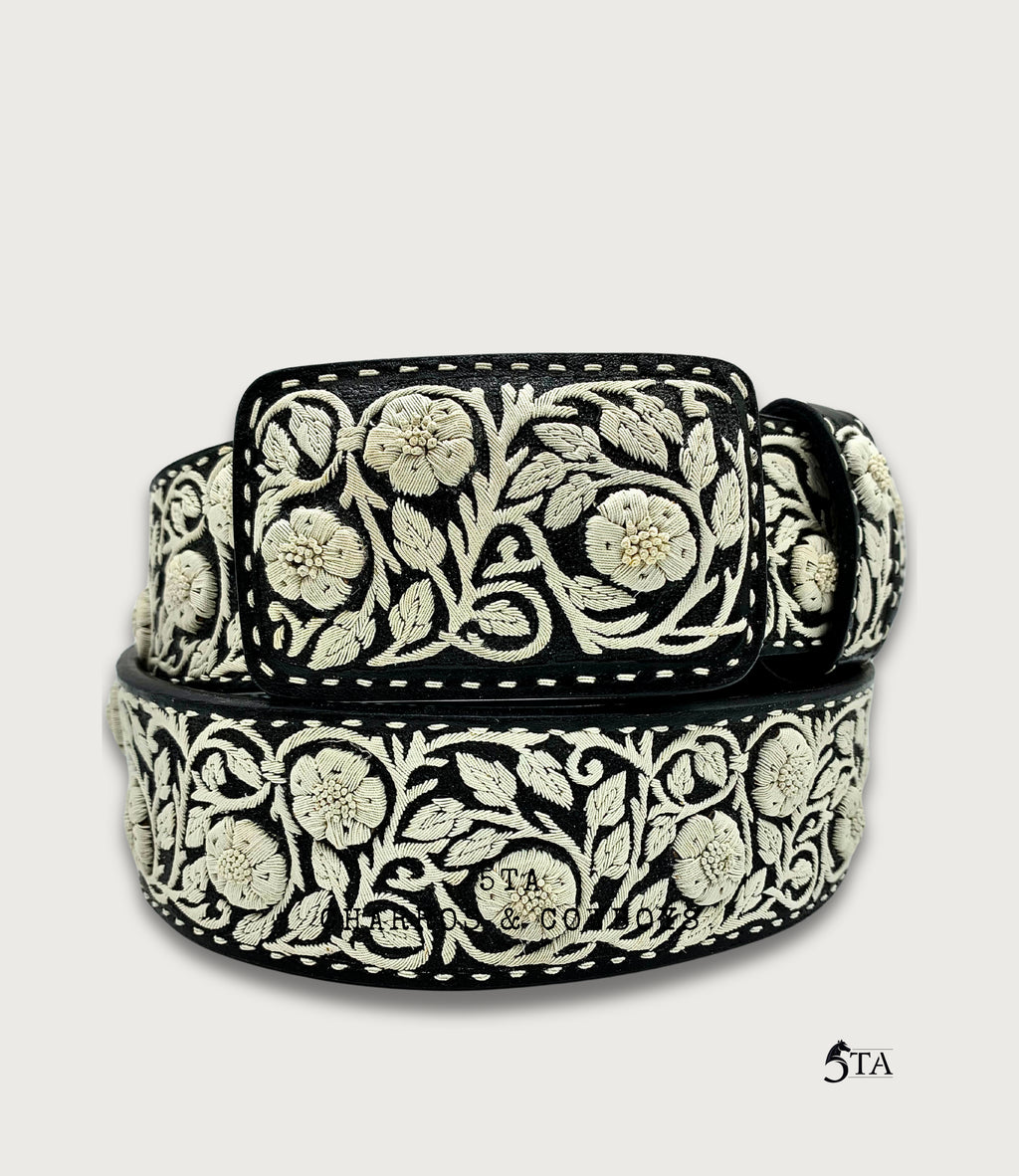 Cinto Piteado Fino Original Guías y Flores Resaltadas