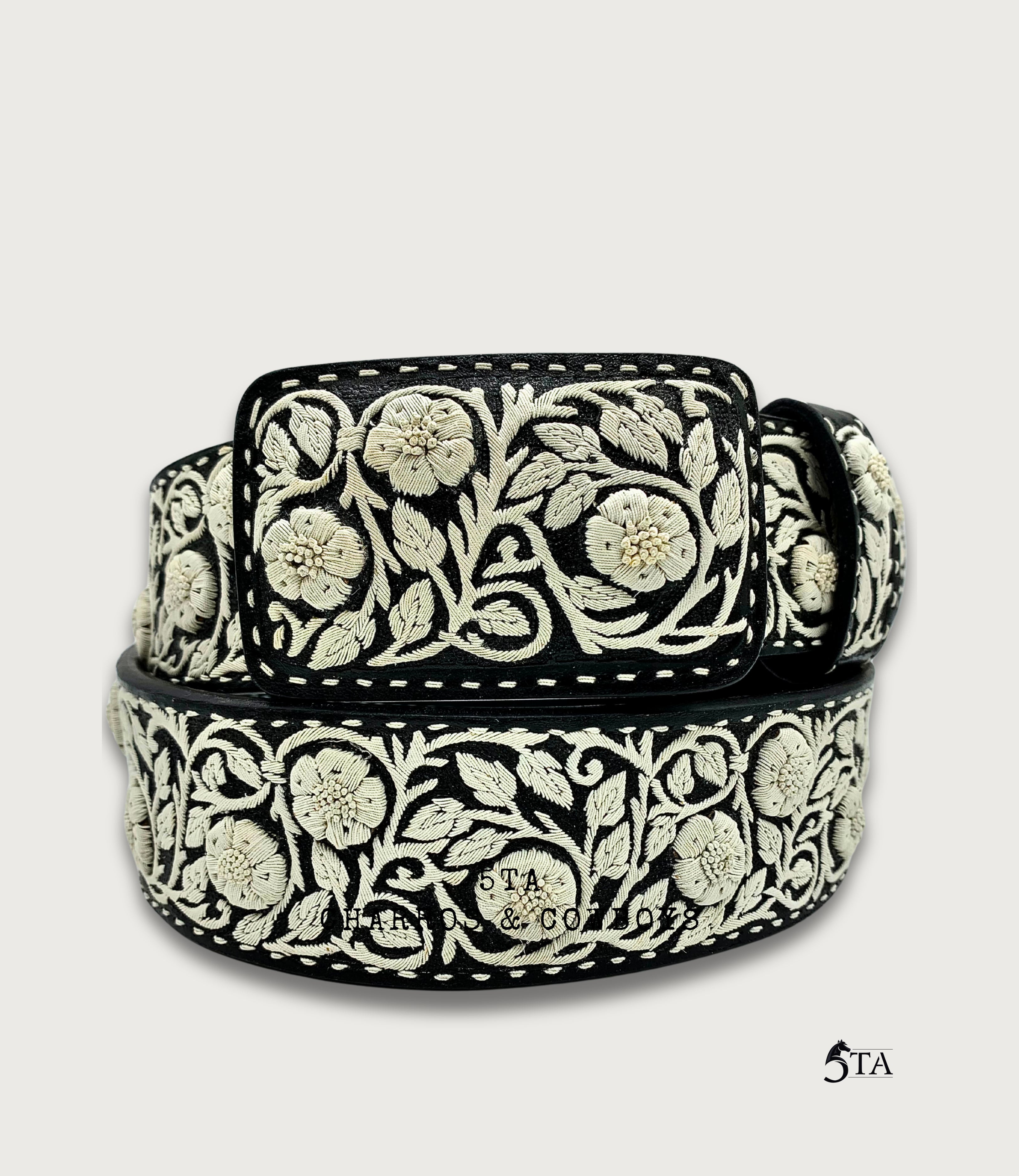 Cinto Piteado Fino Original Guías y Flores Resaltadas