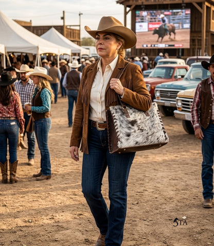 Bolso Orleado de Piel y Pelo