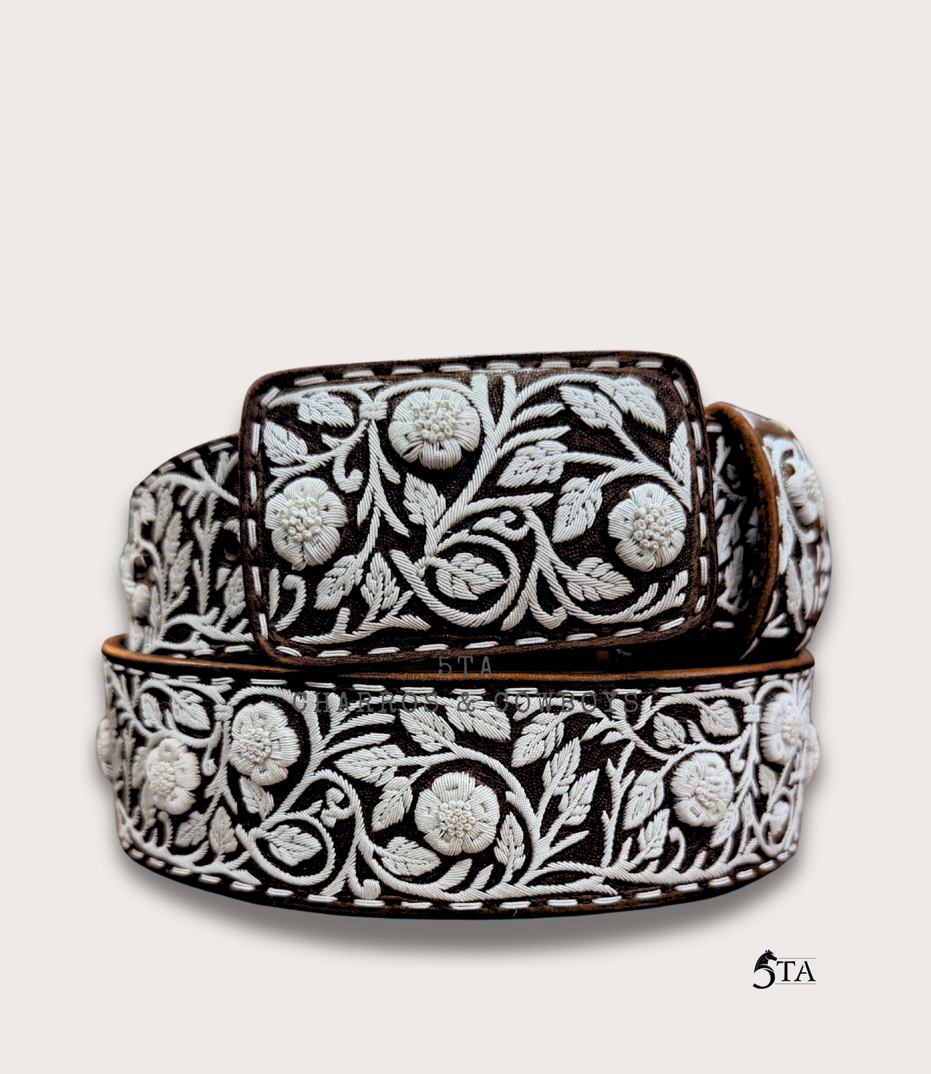 Cinto Piteado Fino Original Guías y Flores Resaltadas