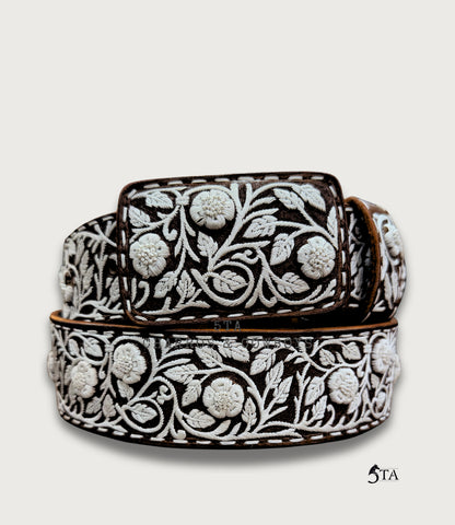 Cinto Piteado Fino Original Guías y Flores Resaltadas