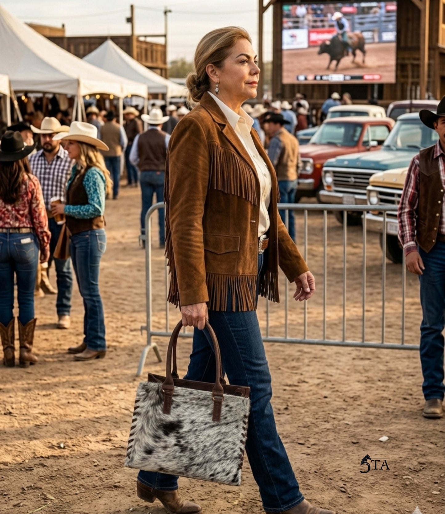 Bolso Orleado de Piel y Pelo