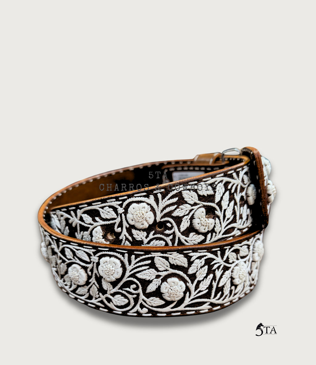 Cinto Piteado Fino Original Guías y Flores Resaltadas