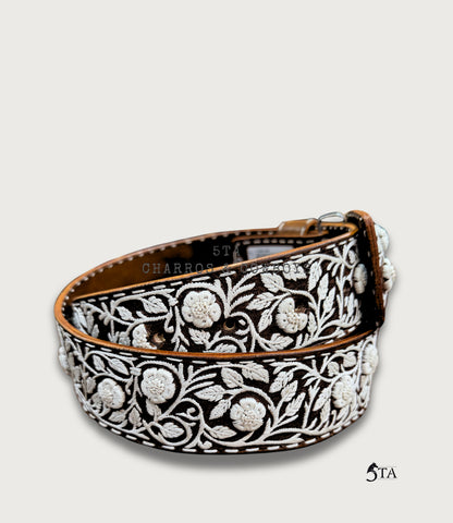 Cinto Piteado Fino Original Guías y Flores Resaltadas