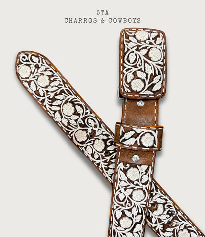 Cinto Piteado Fino Original Guías y Flores Resaltadas