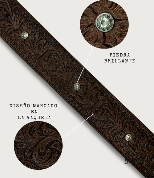 Cinto Flores y Piedras Brillantes