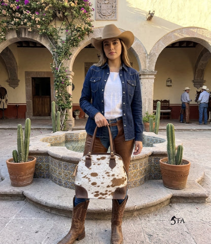 Bolso Esmeralda de Piel con Pelo