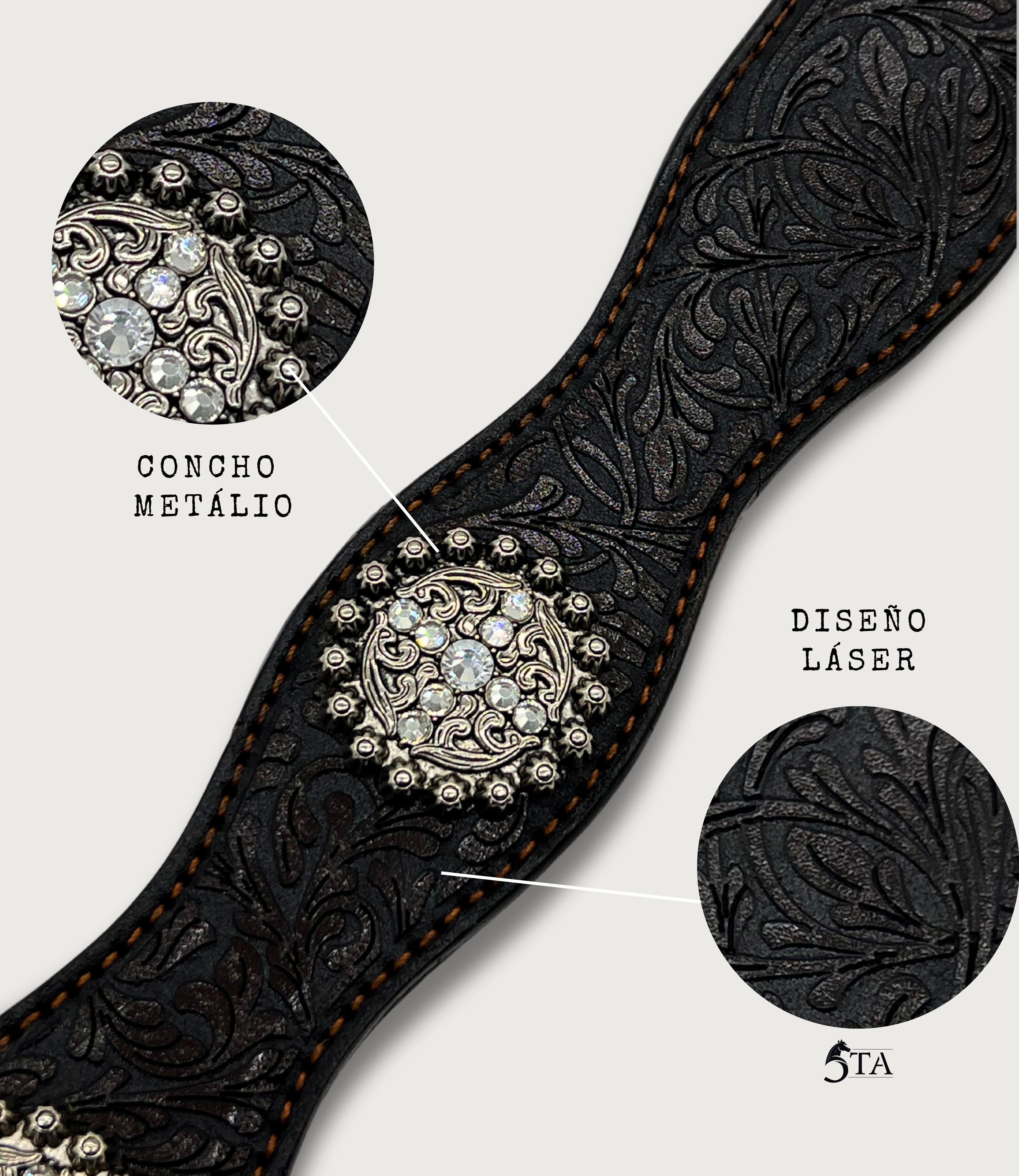 Cinto Láser y Concho Metálico Brillante