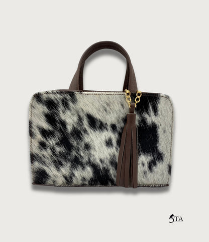 Bolso de Piel Troquelada con Pelo