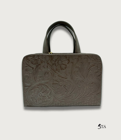 Bolso de Piel Troquelada con Pelo