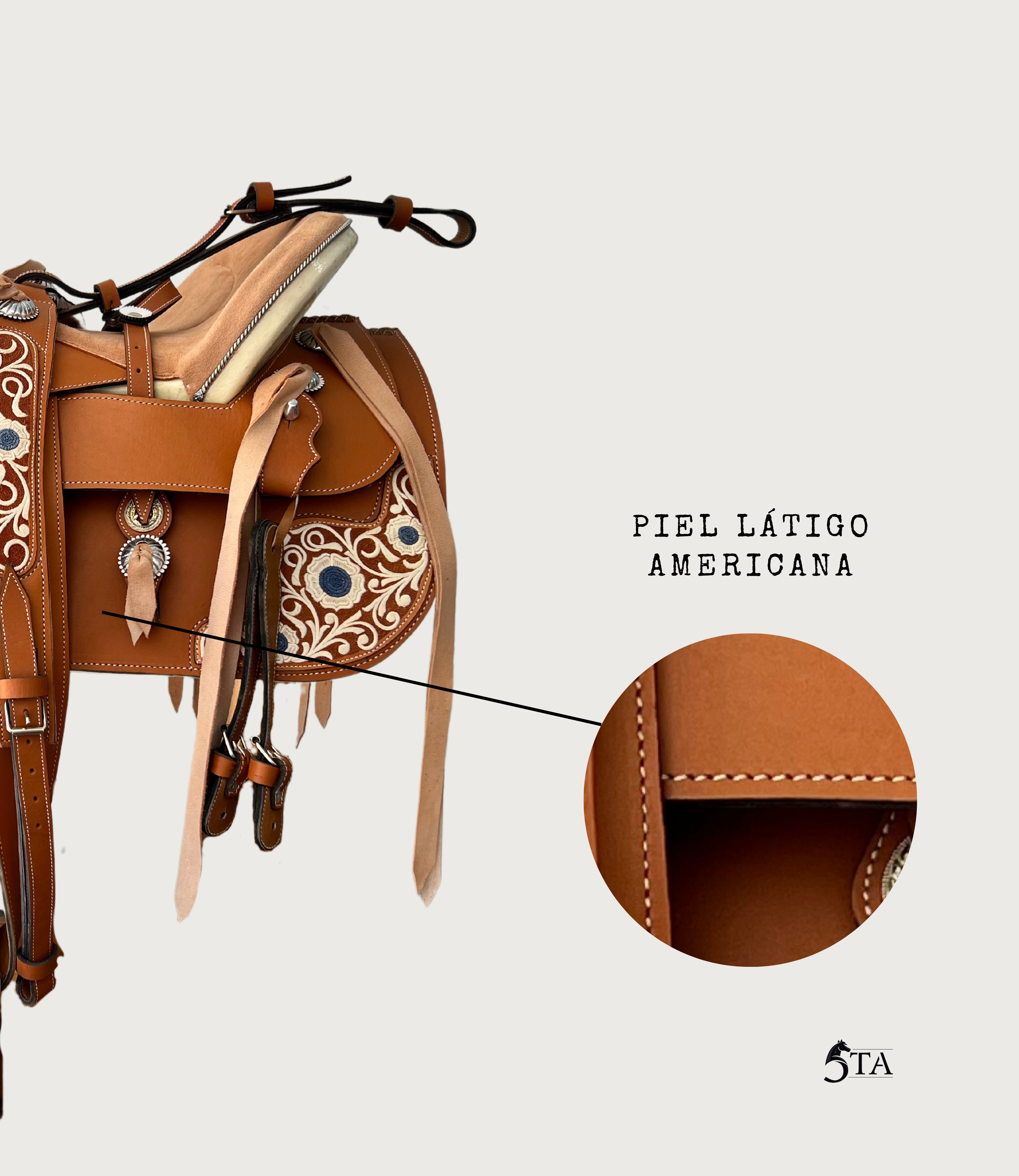 Montura Charra Piteada Piel Látigo Americana