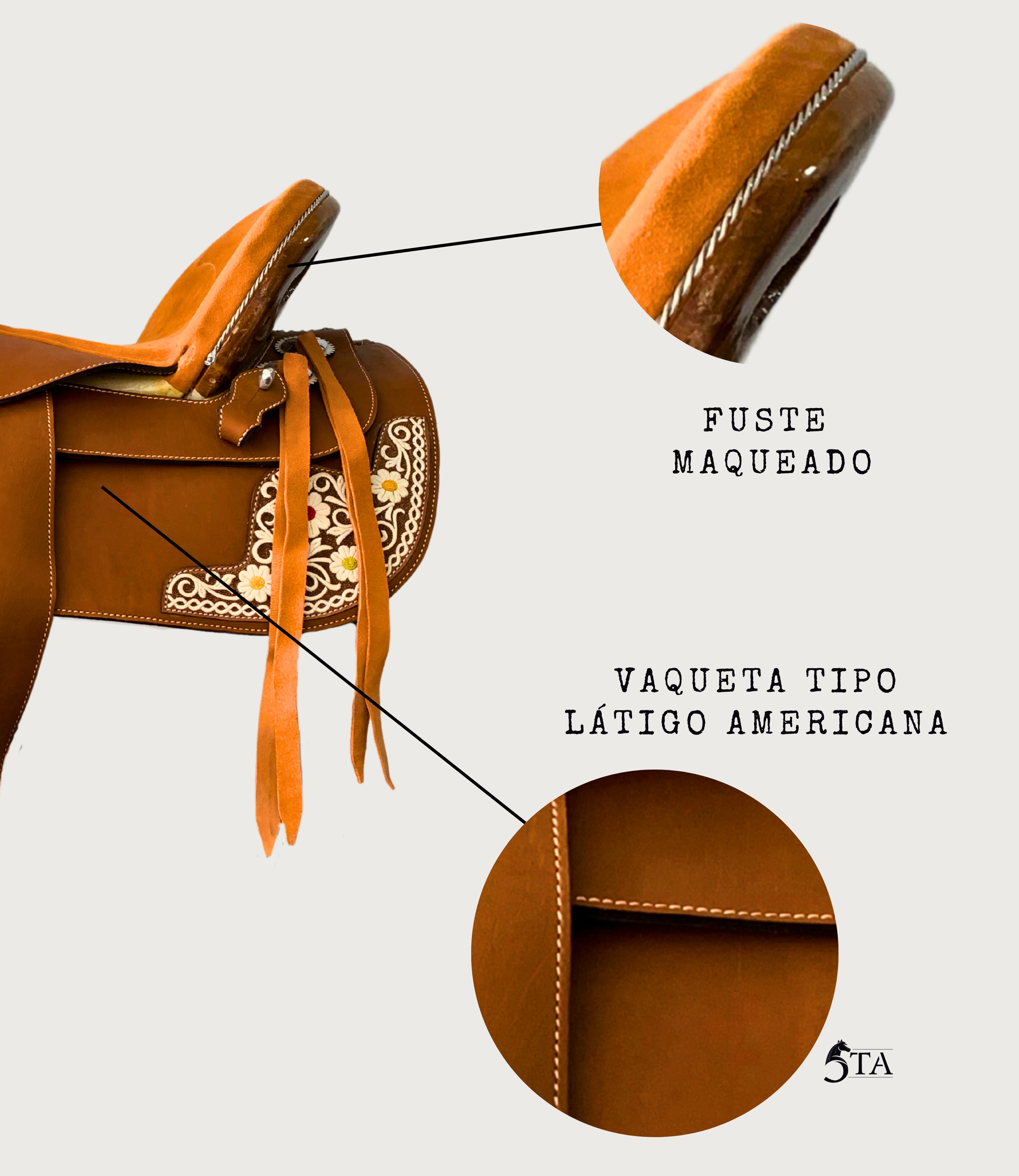 Montura Charra Piteada Piel Látigo Americana