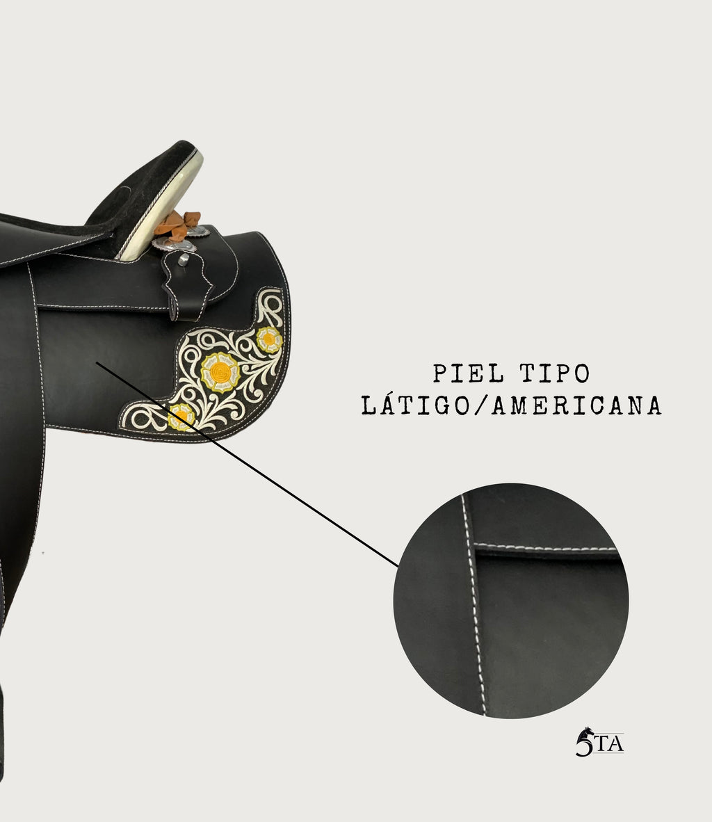 Montura Charra Piteada Piel Látigo Americana