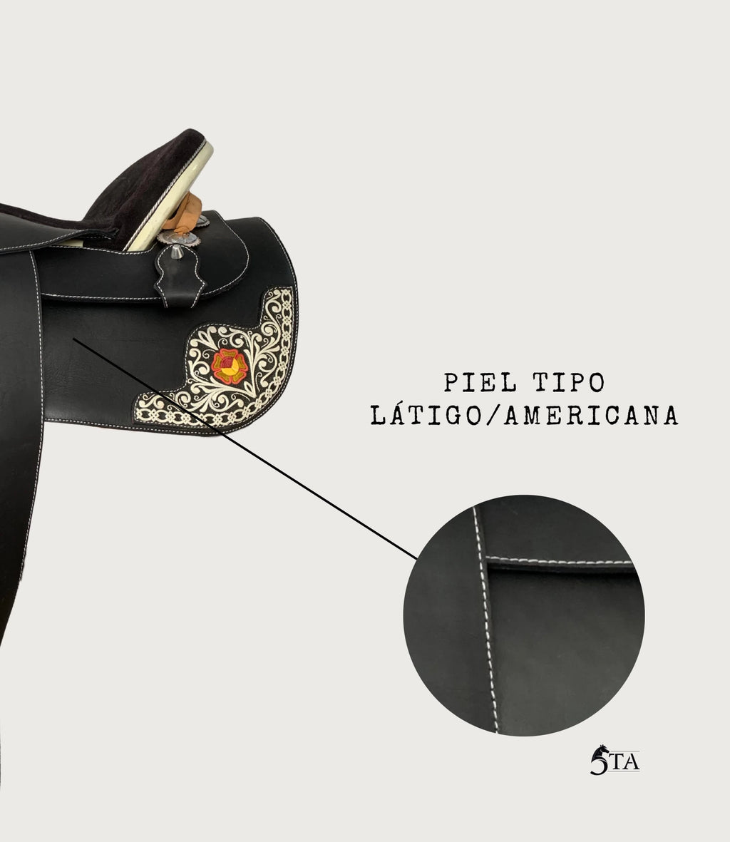 Montura Charra Piteada Piel Látigo Americana