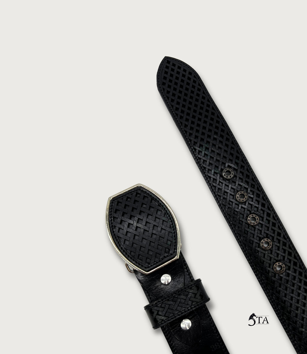 Cinto Láser Dibujo Rombos Hebilla de Acero