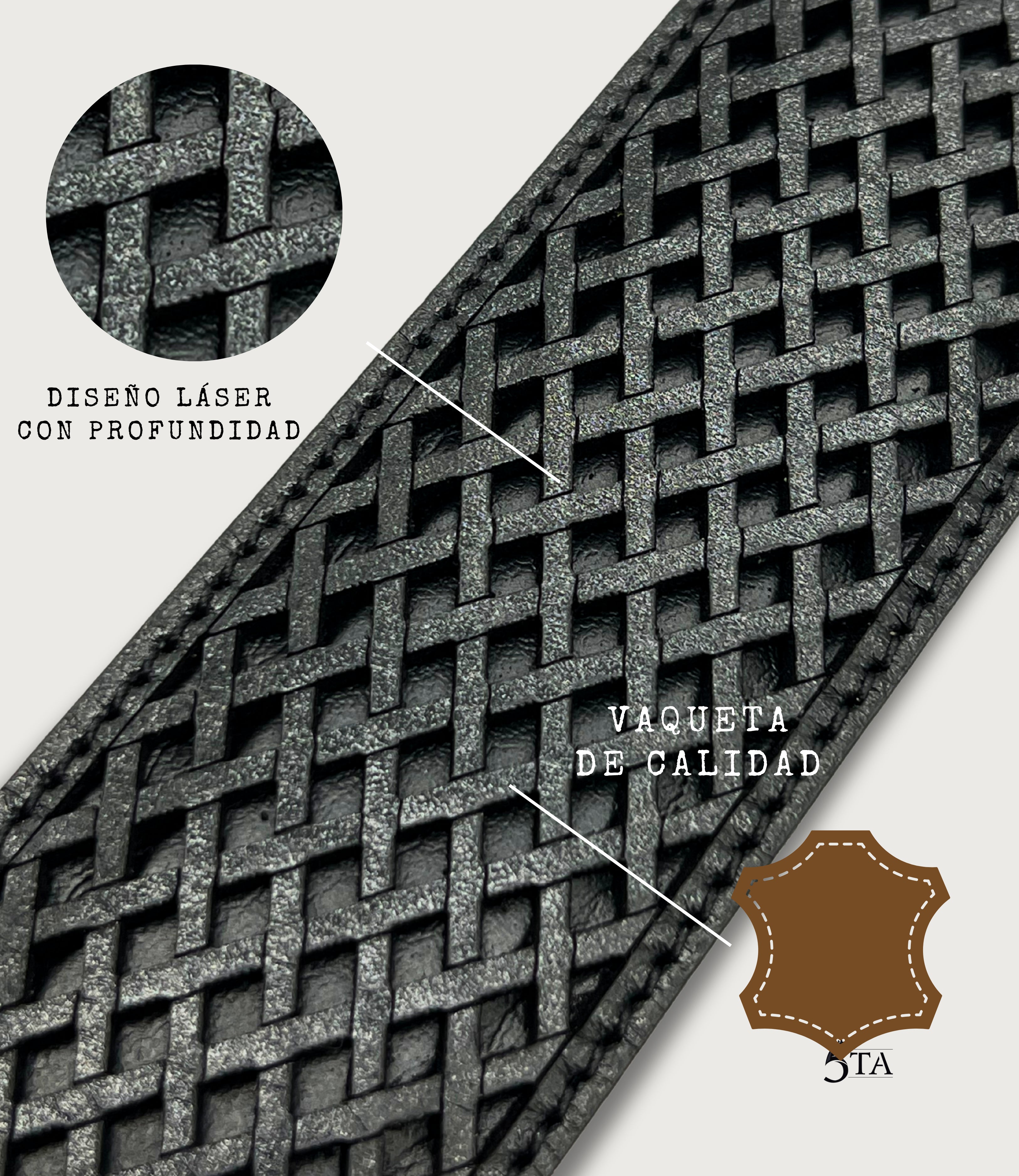 Cinto Láser Dibujo Rombos Hebilla de Acero