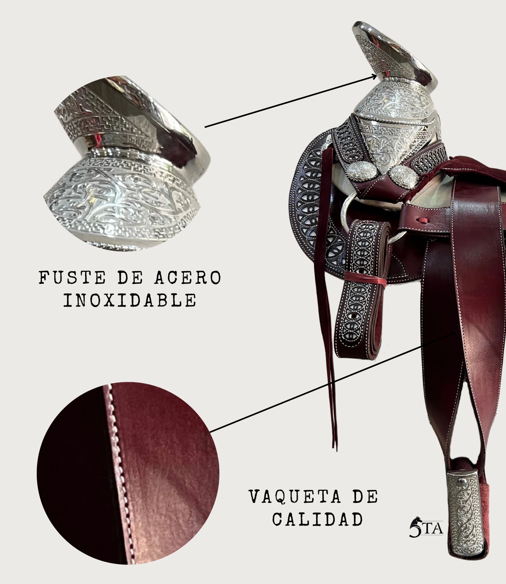 Montura Charra con Cantinas Adornos Perforados