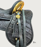 Montura Charra Piel de Cocodrilo Herraje Chapado en Oro 24 KL