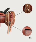 Montura Charra Piteado y Cincelado con Cantinas