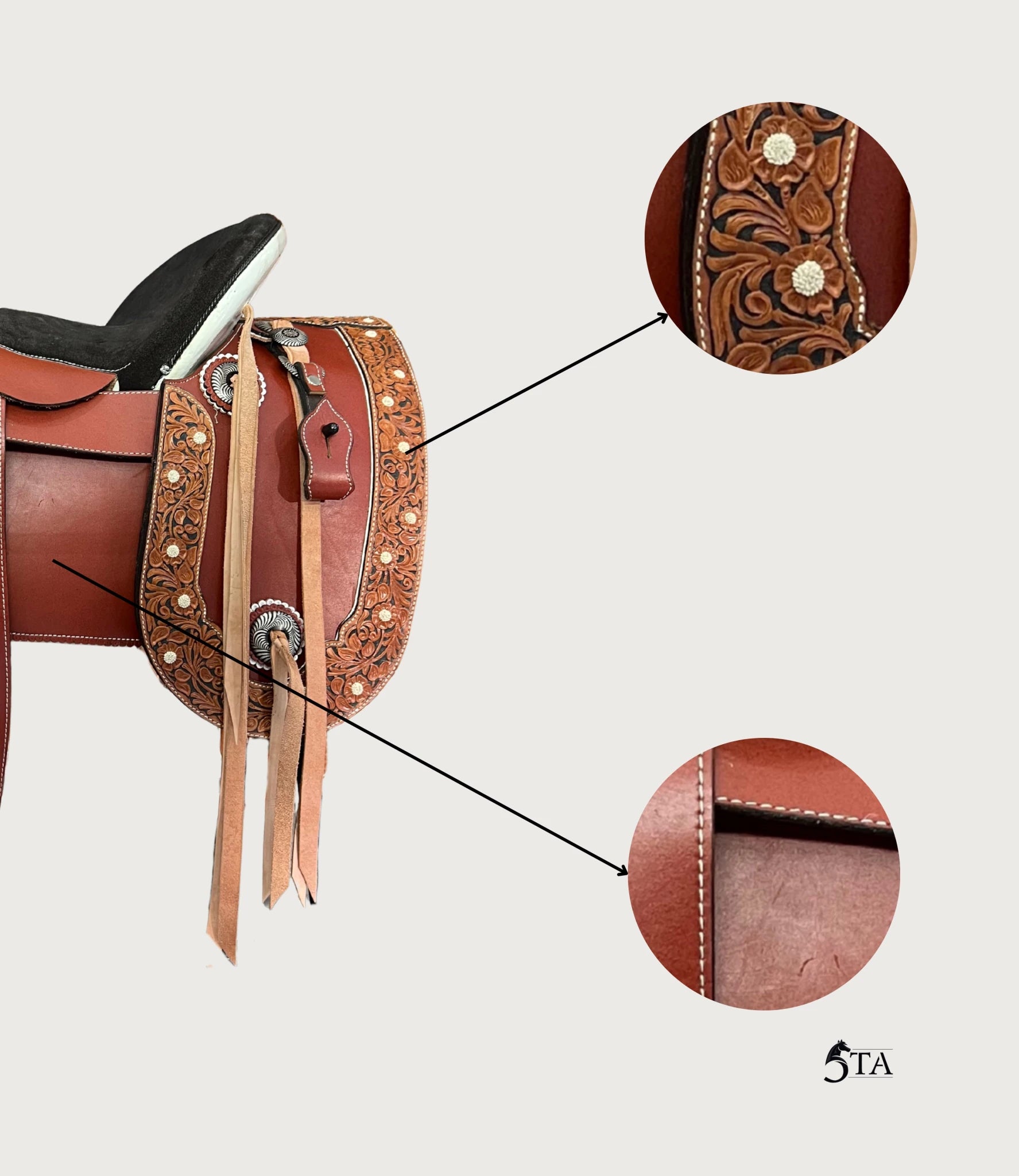 Montura Charra Piteado y Cincelado con Cantinas