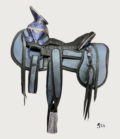 Montura Charra Piel de Avestruz y Cantinas