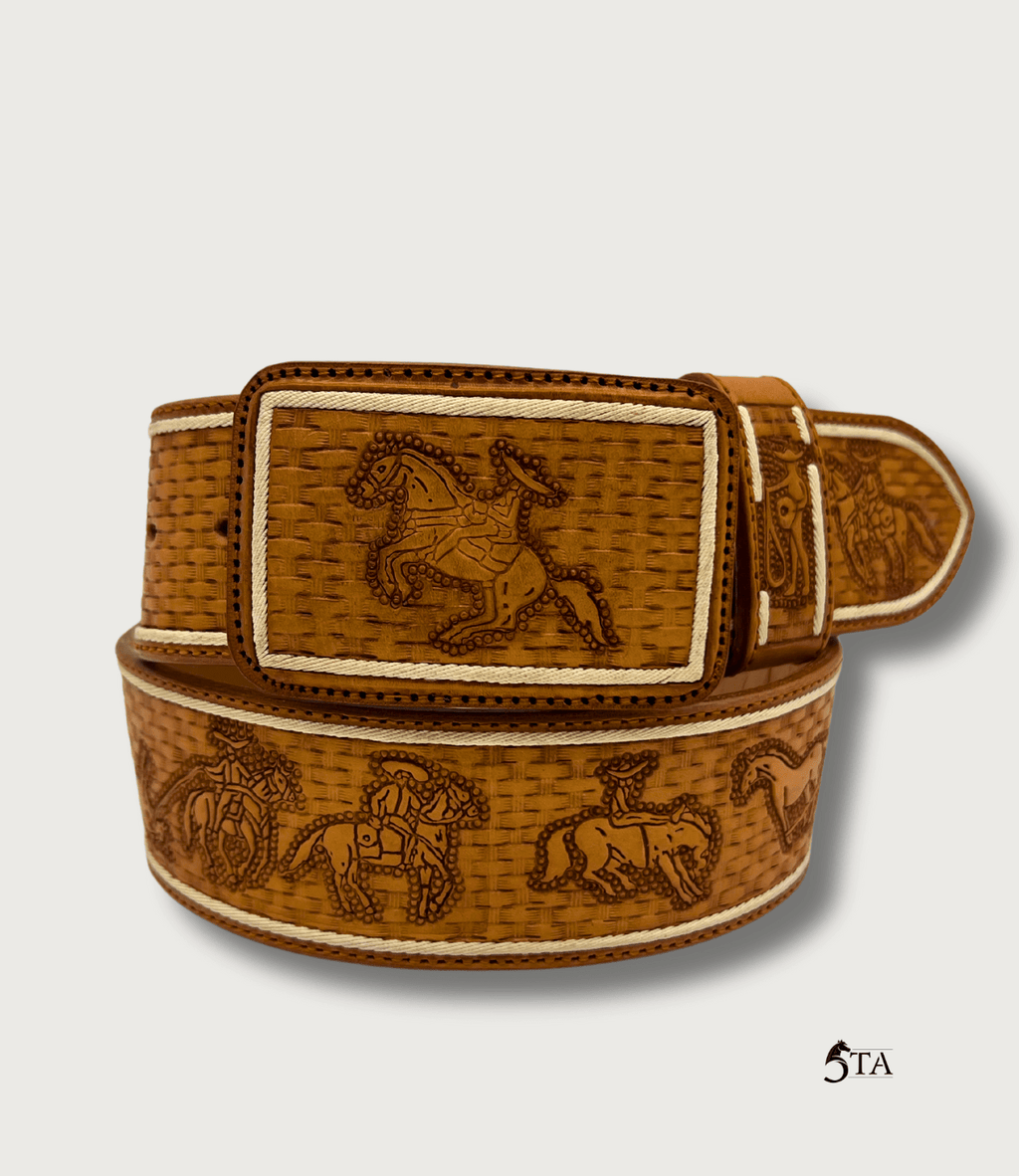 Cinto Piteado Original y Cincelado Suertes Charras