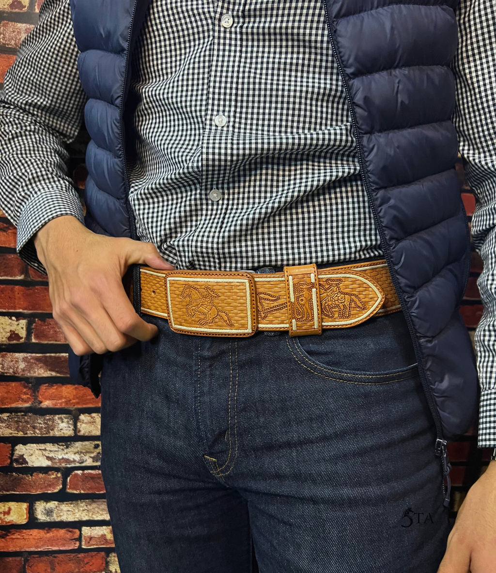 Cinto Piteado Original y Cincelado Suertes Charras