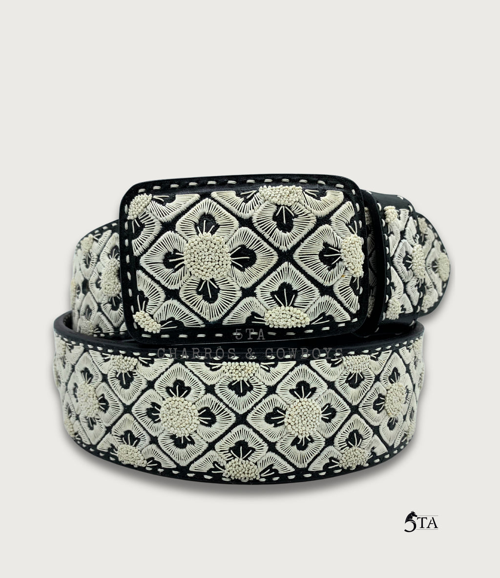 Cinto Piteado Fino Flor Rombos